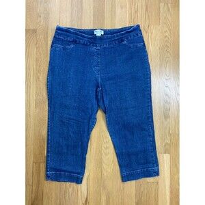 Drapers & Damons Womens Petite L Pull On Capri Jeans Elastic Waist Stretch